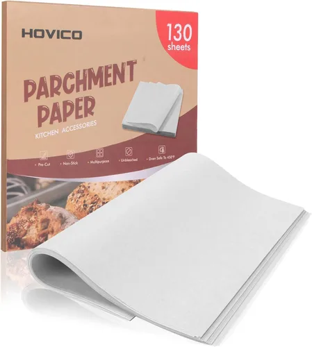 Vista 10 de Paquete de 130 hojas de papel pergamino precortadas Papel de hornear marrón sin blanquear de 12 x 12 pulgadas Forros antiadherentes resistentes