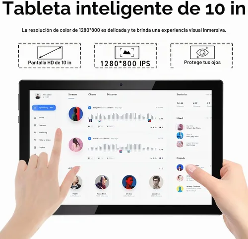 Vista 5 de NOVOJOY Tableta Android de 10 pulgadas con estuche y lápiz capacitivo con puerto USB Android 15 Tablet 2.0GHZ 2MP+8MP Cámara dual 6000mAh 12GB RAM