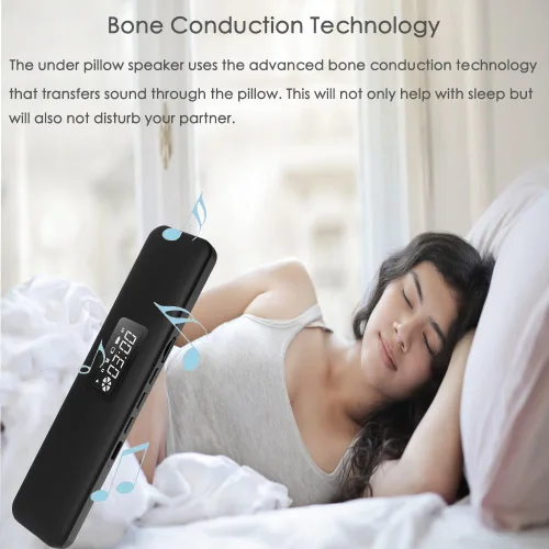 Vista 3 de Dream Pro - Altavoz de almohada, altavoz debajo de la almohada para dormir de lado, barra de sueño Bluetooth de conducción ósea, auricular portátil