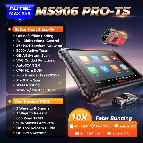 Vista 2 de Autel Escáner MaxiSYS MS906 PRO-TS: MS906Pro-TS 2026 Hasta MP900TS MS906 PRO MP900BT MS906MAX, codificación completa de TPMS y OE, herramienta