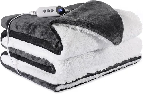 Vista 18 de Manta Térmica de 50"x60", Franela Ultra Suave y Sherpa Manta Eléctrica, Calentamiento Rápido y Protección contra Sobrecalentamiento, 9 Temperaturas