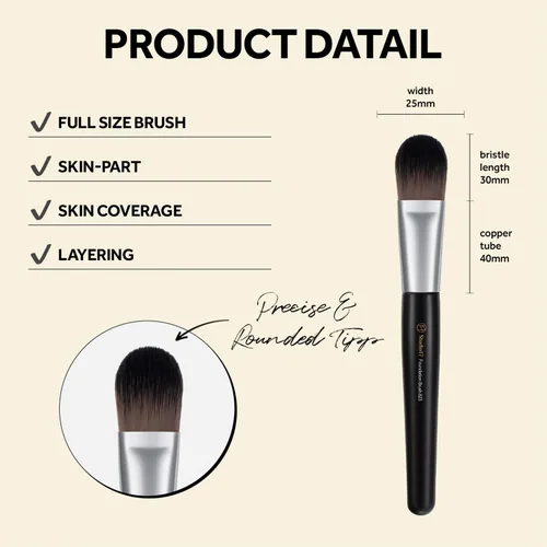 Vista 3 de STUDIO17 Brocha de base para maquillaje líquido Brocha de maquillaje coreana con cerdas sintéticas ultrasuaves