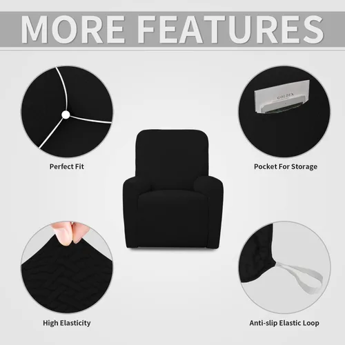 Vista 4 de Easy-Going Funda de sofá reclinable de jacquard elástico, suave de 4 piezas, con lazo elástico, protector de muebles lavable para niños, mascotas