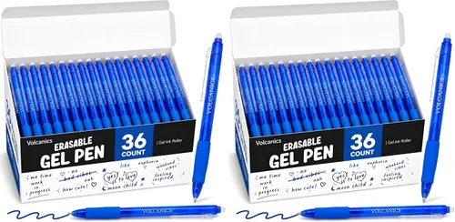 Vista 19 de Volcanics Retractable Erasable Gel Pens, Soft Black, 0.7mm, 12 Pack Negro