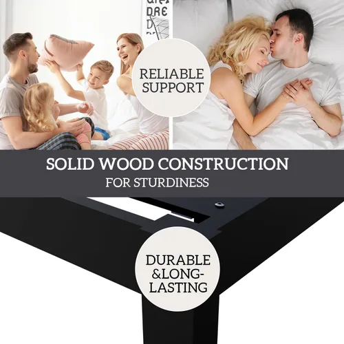 Vista 6 de Marco de cama de bambú tamaño Queen con cabecero, plataforma de cama sólida y estable con listones antideslizantes de soporte, cama alta, no Negro