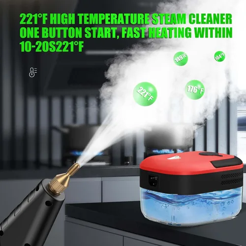 Vista 5 de Limpiador de vapor de 2500W para hogar y automóvil, vaporizador de mano de calentamiento en 15s para limpieza, limpiadores de vapor portátiles