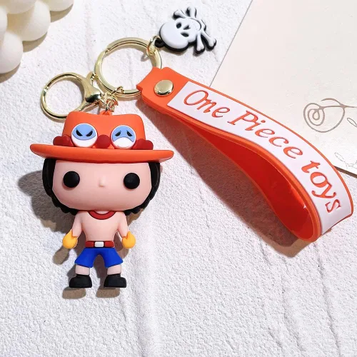 Vista 3 de Llavero con diseño de anime de una pieza, Luffy Law Sanji con colgante de acrílico y accesorios de regalo para hombres y niños, S