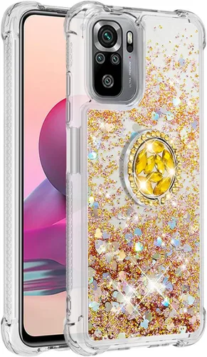 Vista 15 de Funda a prueba de golpes para Xiaomi Redmi Note 10S/Note 10 4G, brillante brillante corazón de diamante arco iris arena movediza transparente TPU