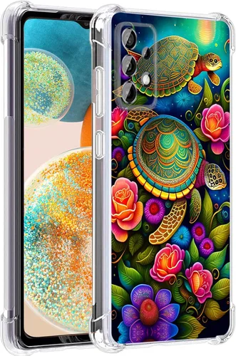 Vista 41 de Funda para Galaxy A23 5G, diseño de flores de mariposa azul, protección contra caídas, a prueba de golpes, carcasa protectora de cuerpo completo