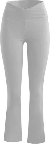 Vista 3 de Leggings de cintura alta para mujer, pantalones de yoga cruzados, pierna acampanada, corte de bota, pantalones deportivos con parte inferior