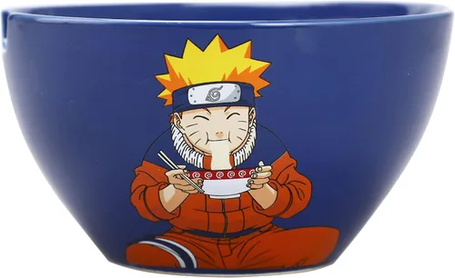 Vista 6 de Bioworld Naruto Uzumaki Comiendo Fideos 20 oz Ramen Bowl Con Palillos