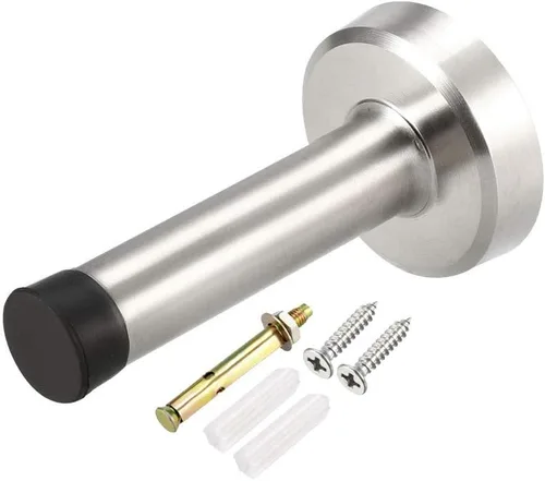 Vista 3 de uxcell Tope de puerta para amortiguar el sonido de goma parachoques protector de pared montaje 201 acero inoxidable con tornillos 3.150 in altura
