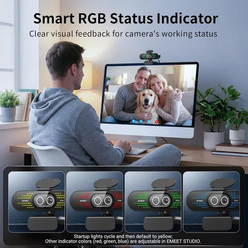 Vista 7 de EMEET NOVA 4K Cámara web 4K de doble cámara para PC, cámaras gran angular y teleobjetivo, zoom híbrido máximo 11X, enfoque PDAF, control remoto