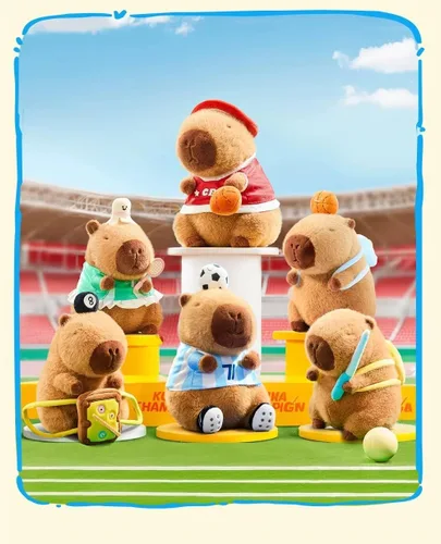 Vista 2 de RichRabbit Lindo juguete de peluche de Capybara de fútbol suave juguete lindo regalo de los niños marrón 9 pulgadas