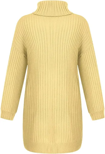 Vista 4 de SHENGXINY Turtleneck Sweater Dress for Women Solid Ribbed Knit Pullover Mini Dresses Trendy Long Sleeve Tunic Sweaters Skirt