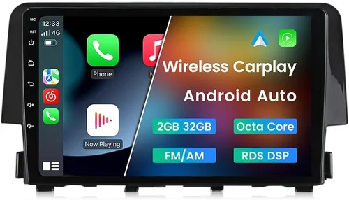 Vista 12 de Radio Android estéreo para Honda Civic 2016-2021, Biorunn 9 pulgadas GPS inalámbrico con cable Car-Play Android Auto IPS pantalla táctil navegación