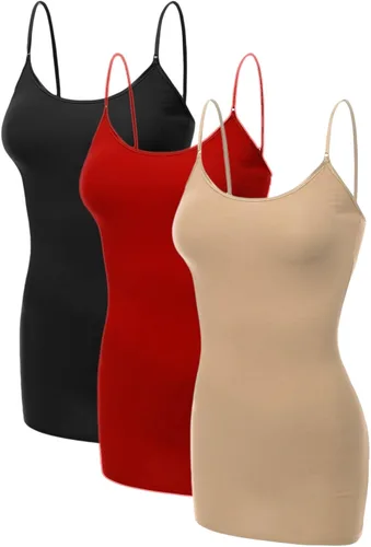 Vista 105 de Emmalise Camisola larga casual básica para mujer, con tirantes ajustables, top en capas