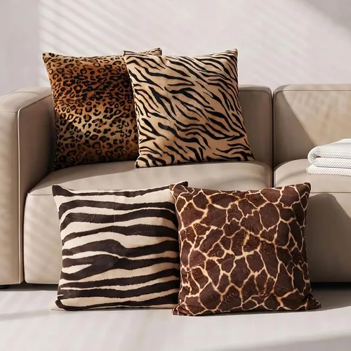 Vista 9 de CARRIE HOME Almohadas de Cuello de Microcuentas con Estampado de Leopardo Cilíndricas Tipo Puff Suaves - Almohada Pequeña de Rollo para Brazo y 12 x
