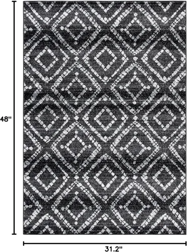 Vista 2 de SAFAVIEH Colección Adirondack Alfombra Decorativa - 2'6" x 4', Negro y Marfil, Diseño Moderno Desgastado, No Desprende Pelusa y Fácil Cuidado, Ideal