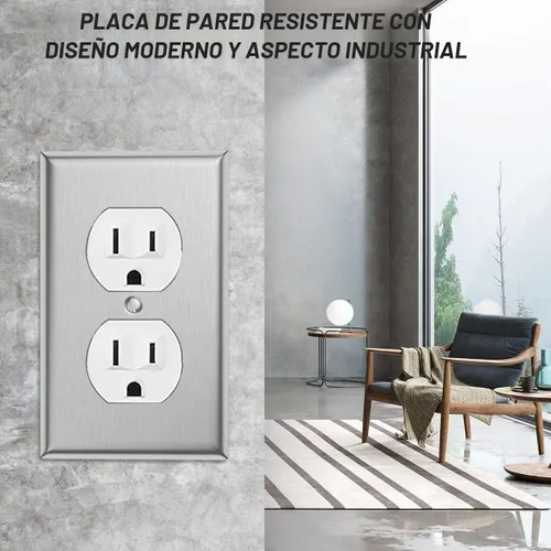 Vista 4 de Paquete de 4 cubiertas de salida de placa de interruptor de pared dúplex individual – Cubiertas de placa de salida de receptáculo de acero
