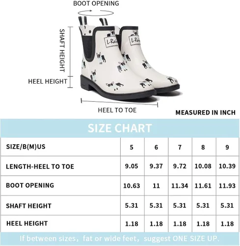 Vista 7 de L-Rain LR - Botas de lluvia cortas para mujer impermeables antideslizantes botines Chelsea