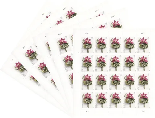 Vista 3 de USPS - Hoja de 20 sellos de boda Forever Postage con diseño de botonera contemporánea Scott 5457