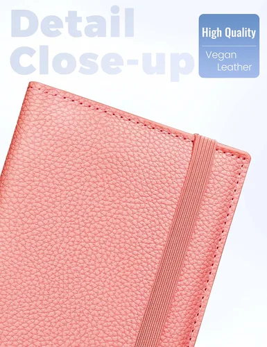 Vista 60 de Yarnic Funda para chequera personal, soporte para chequera con soporte para bolígrafo y divisor de plástico transparente integrado para cheques Rosa