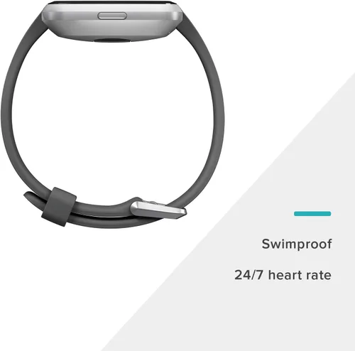 Vista 3 de Fitbit Versa Lite - Reloj inteligente, GPS, carbón/aluminio plateado, talla única (bandas S y L incluidas)