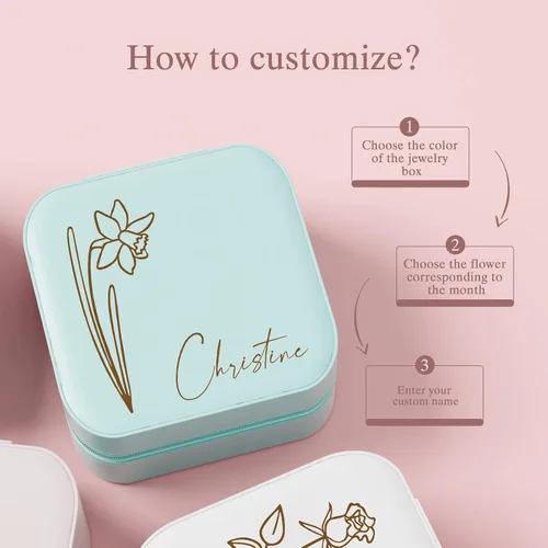 Vista 6 de ALBK Regalos personalizados para mujeres Joyero de viaje personalizado para niñas, pequeño estuche de joyería de viaje personalizado, regalos