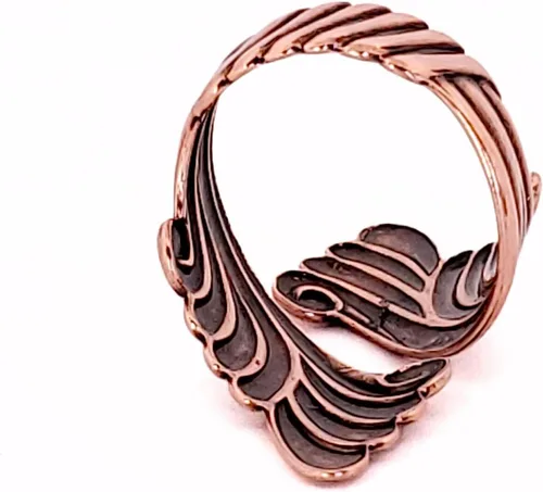 Vista 6 de Anillo de desplazamiento de cobre, anillo de derivación de cobre sólido, joyería de cobre puro ajustable