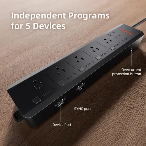 Vista 5 de Spider Farmer GGS AC5 Power Strip Kits, 5 tomas de control basadas en aplicaciones de CA, sensor de suelo 3 en 1, sensor de luz húmeda