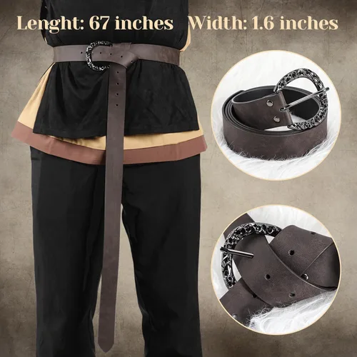 Vista 4 de Cinturón de espada medieval ajustable, funda de espada vikinga, cinturón renacentista para LARP, caballeros y cosplay pirata