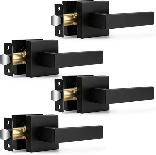 Vista 29 de Probrico Palanca de Paso Interior Negro Mate, Manija de Puerta de Pasillo y Armario sin Llave de Servicio Pesado, Herrajes de Interior Resistentes