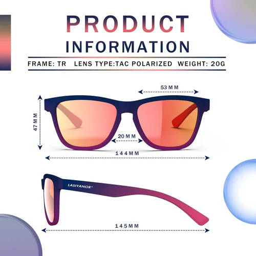 Vista 2 de Lasiyanor Gafas de sol polarizadas cuadradas TAC ligeras, marco TR90, protección UV400, gafas de sol de diseño moderno para hombres y mujeres