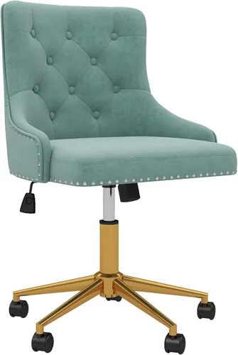 Vista 12 de Silla de escritorio de terciopelo, silla giratoria ajustable tapizada para Beige
