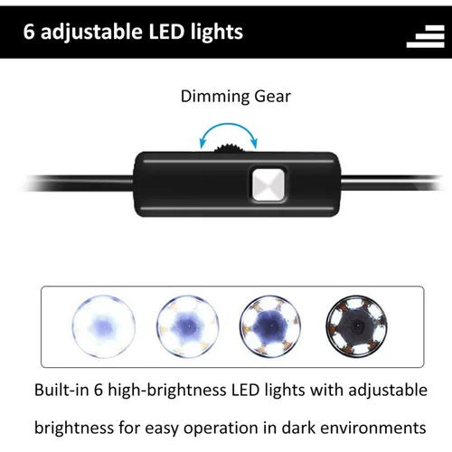 Vista 3 de SunshineFace Industrial Endoscope Borescope Inspection Camera, HD USB Endoscope 7mm Lens 6 LED Lights Support MicroUSB Type-C USB Interface