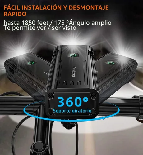 Vista 5 de 2026 Upgrade 6800Lumen Bike Light for Night Riding,6 LED,5+5 Modes Negro-1