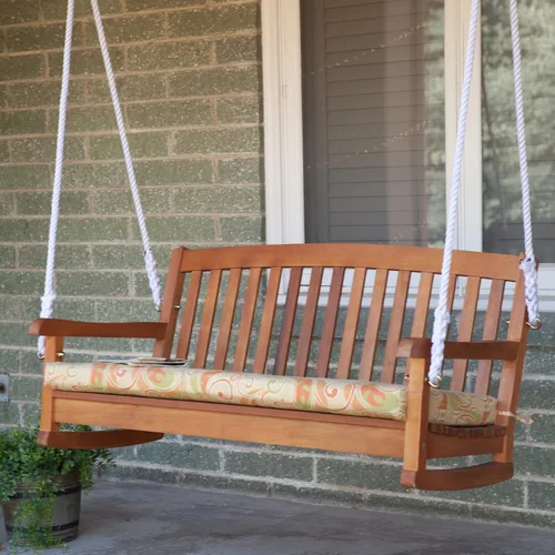 Vista 5 de International Caravan Mueble Pieza Royal Tahiti Curvada De Madera De Dos Asientos Columpio