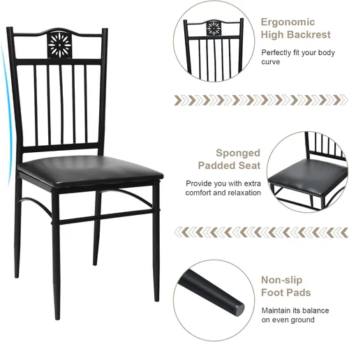 Vista 4 de COSTWAY Juego de mesa de comedor de 5 piezas, juego de mesa de cocina moderno para 4 personas, mesa rectangular de 42 pulgadas con 4 sillas
