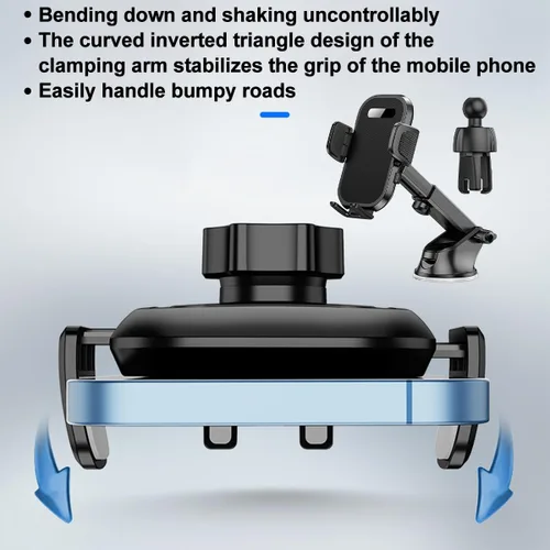 Vista 4 de HZEL Soporte para teléfono de coche, 2 en 1 Soporte para teléfono celular de ventilación de aire automotriz para tablero y parabrisas, Base