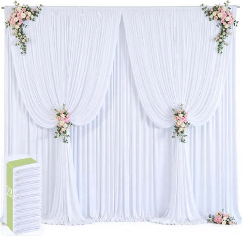 Vista 50 de 20 pies x 12 pies Cortinas de Telón de Fondo Azul Bebé Sin Arrugas para Bodas y Fiestas, Telón de Fondo de Tela Azul, Cortinas para Bodas