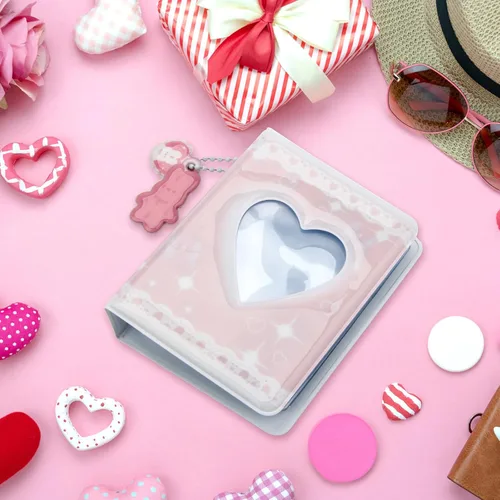 Vista 5 de Kpop - Carpeta para tarjetas fotográficas Kpop de 3 pulgadas, mini carpeta de tarjetas de fotos con 40 bolsillos/dijes de cereza, álbum de fotos
