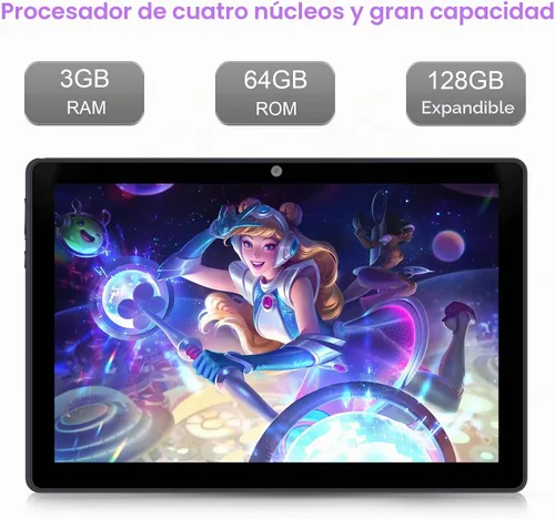 Vista 4 de WeTap Tablet Tablet Android de 10 pulgadas, tableta Android 12, 3 GB de RAM 64 GB ROM, cámara de 2 MP+8 MP, 1280 x 800 IPS, tabletas con procesador