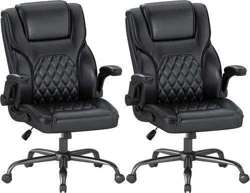 Vista 22 de Silla de oficina ejecutiva, cómodas sillas ergonómicas de escritorio para computadora con reposabrazos abatibles, soporte lumbar, respaldo alto