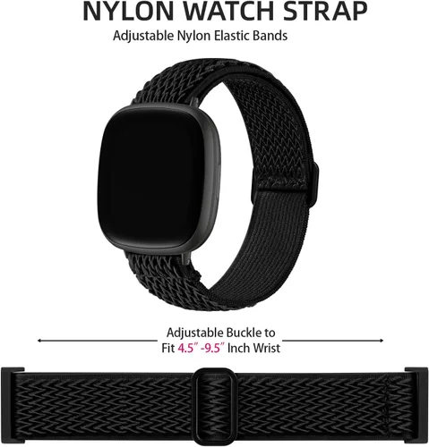 Vista 2 de Paquete de 10 correas para Fitbit Versa 3/Fitbit Versa 4 Band/Fitbit Sense bandas para hombres y mujeres, correa elástica ajustable de nailon