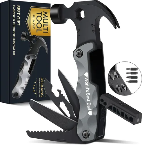 Vista 10 de Multiherramienta Accesorios de Camping Rellenos de Media para Hombres Regalos de Papá, 13 en 1 Herramientas Múltiples de Supervivencia Martillo