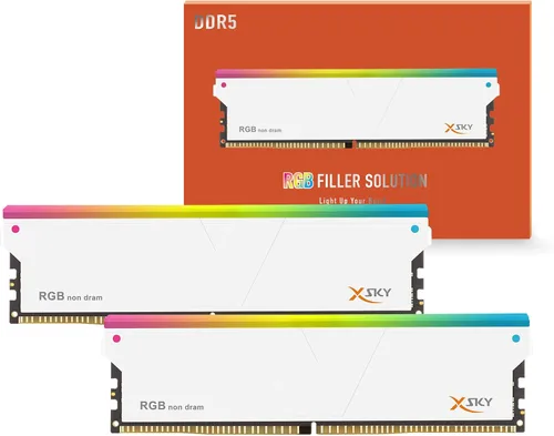 Vista 2 de V-Color Manta XSky DDR5 RGB - Solución de llenado - 2 módulos - 0 GB de RAM - Compatible con Intel/AMD - Blanco con barra de luz (blanco)