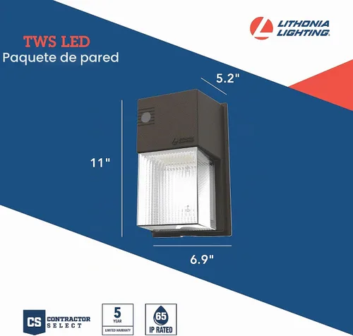 Vista 4 de Lithonia Lighting Paquete de pared mini LED de 7 pulgadas, luz exterior