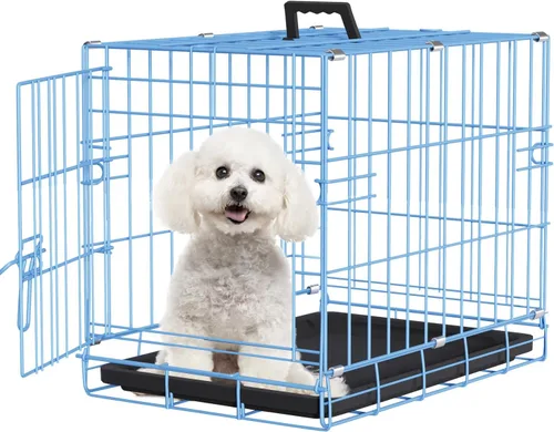 Vista 37 de [Usado] FDW Jaula para perros pequeños de 24 pulgadas plegable de metal con alambre para mascotas, doble puerta con panel divisor para interiores