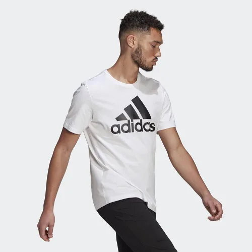 Vista 4 de adidas Camiseta Essentials Big Logo para hombre, color negro y blanco
